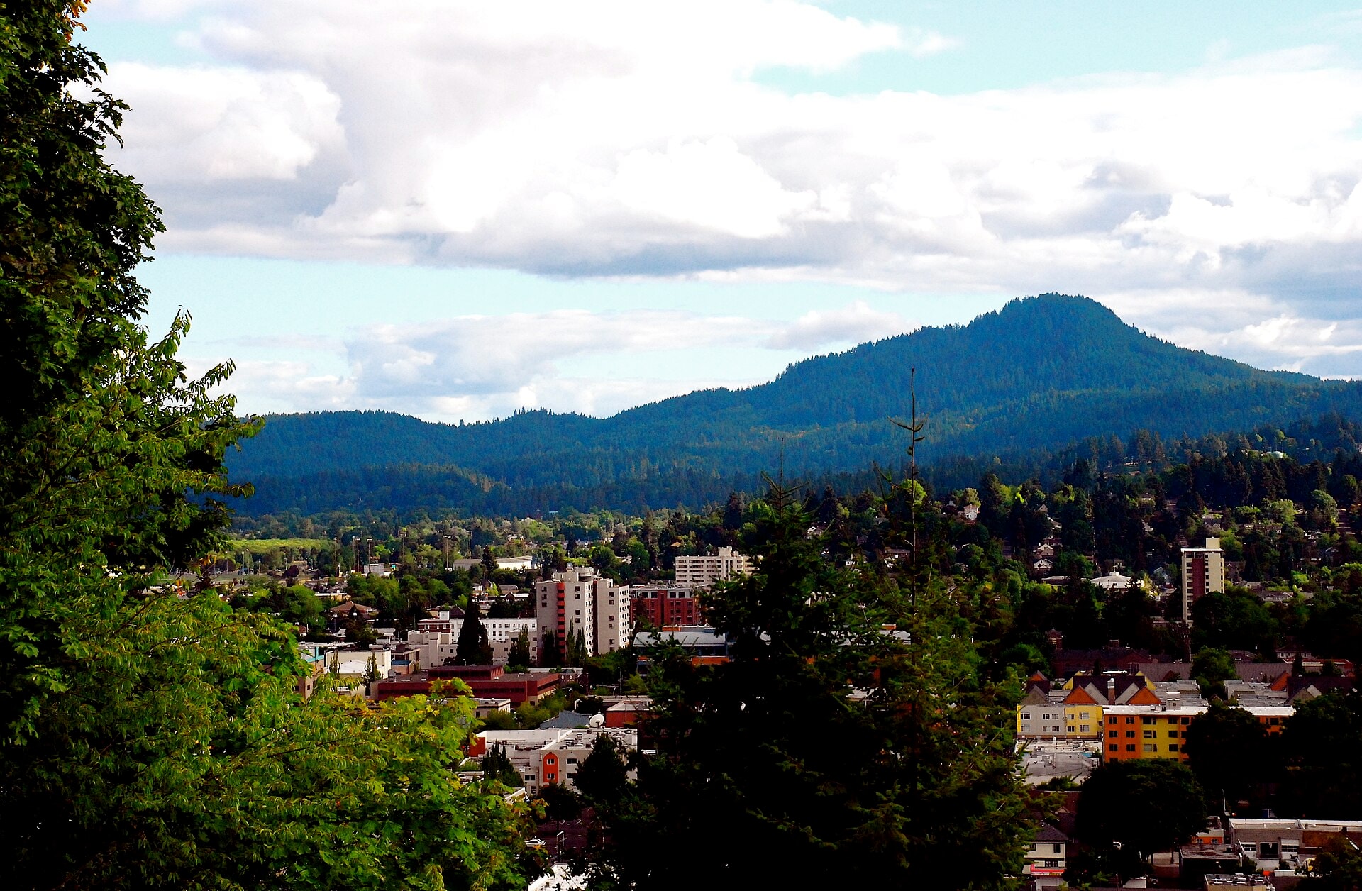 Eugene from the north with Spencer Butte behind the city
